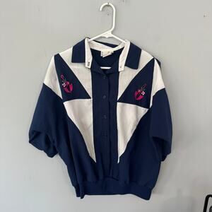 Vintage Cortiva Dolman Sleeve Colorblock Top Women's Size Large 1980s 1990s